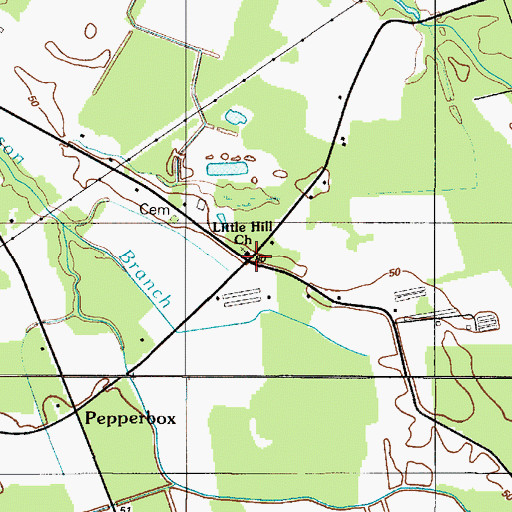 Topographic Map of Little Hill Church, DE
