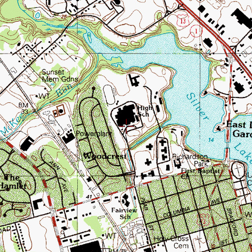 Topographic Map of Dover High School, DE