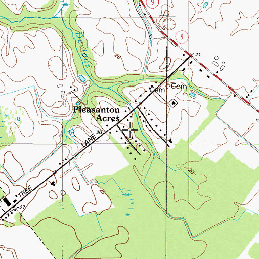 Topographic Map of Pleasanton Acres, DE