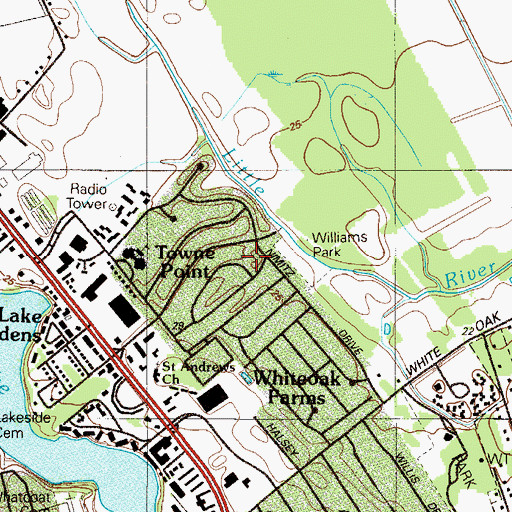 Topographic Map of Towne Point, DE