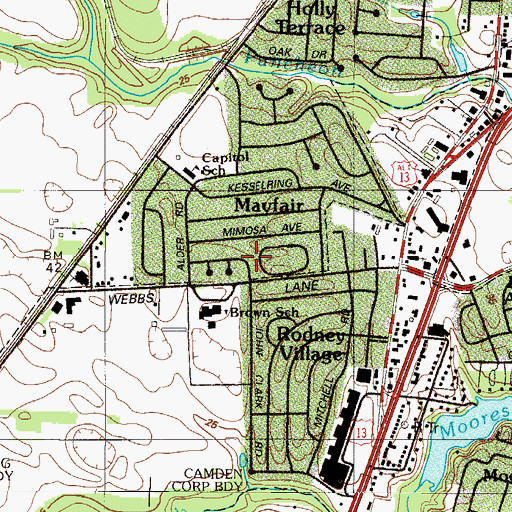Topographic Map of Mayfair, DE