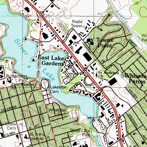 Topographic Map of East Lake Gardens, DE