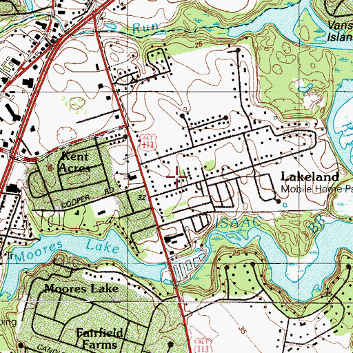 Topographic Map of Rodric Village, DE