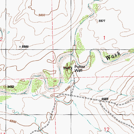 Topographic Map of Potter Well, AZ