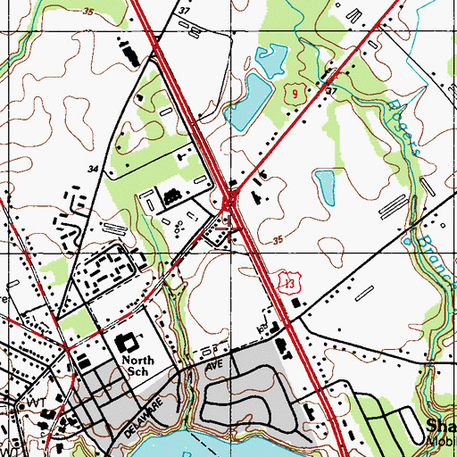 Topographic Map of Mumford Manor, DE