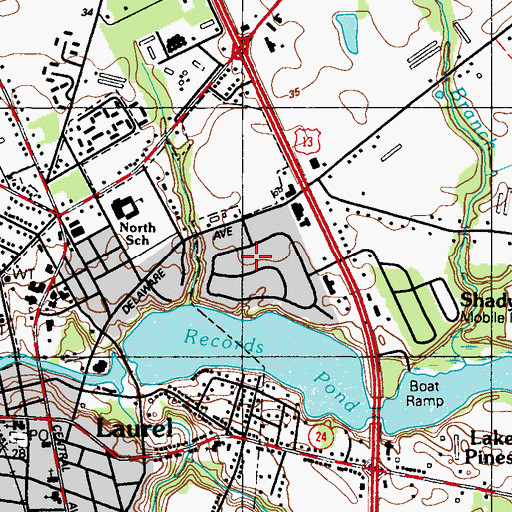 Topographic Map of Lakeside Manor, DE
