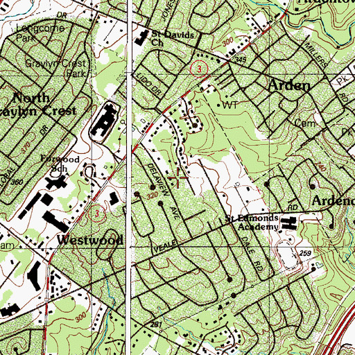 Topographic Map of Buckingham Heights, DE