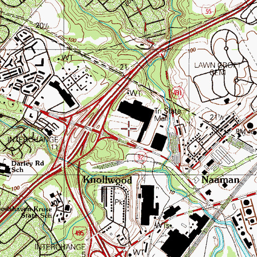 Topographic Map of Tri-State Mall, DE