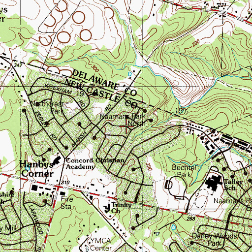 Topographic Map of Afton, DE