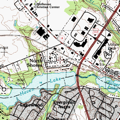 Topographic Map of North Shores, DE