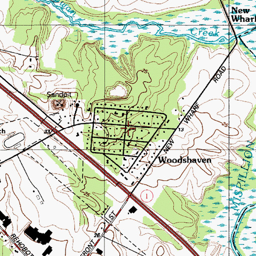Topographic Map of Woods Haven, DE