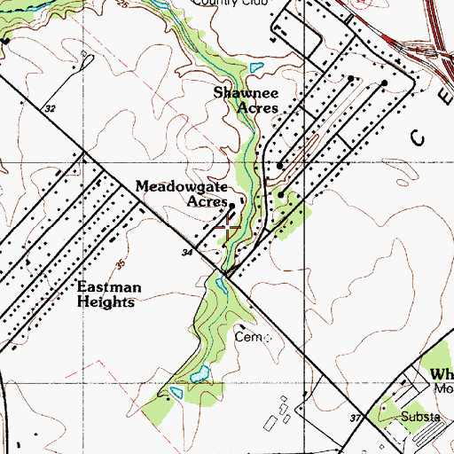 Topographic Map of Meadow Gate Acres, DE