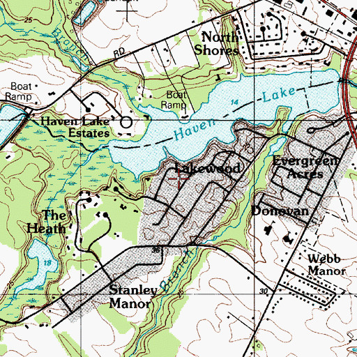 Topographic Map of Lakewood, DE