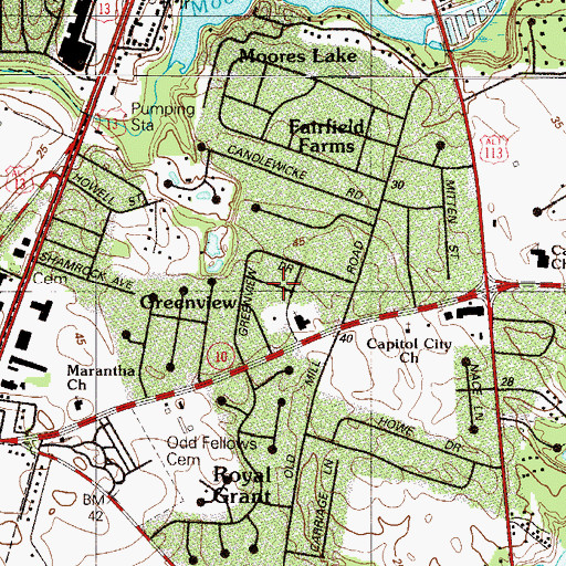 Topographic Map of Greenview, DE