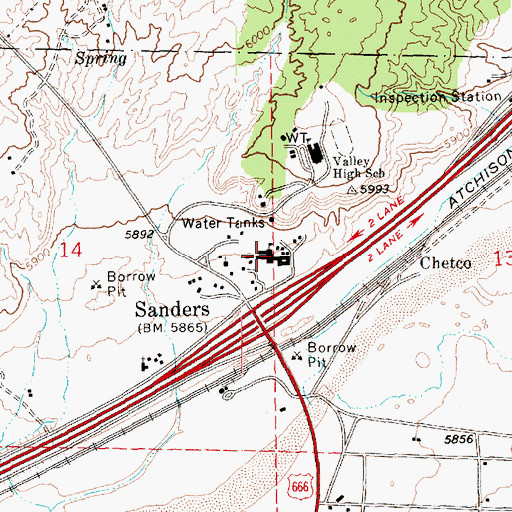 Topographic Map of Puerco Elementary School, AZ