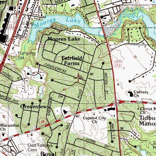 Topographic Map of Highland Acres, DE