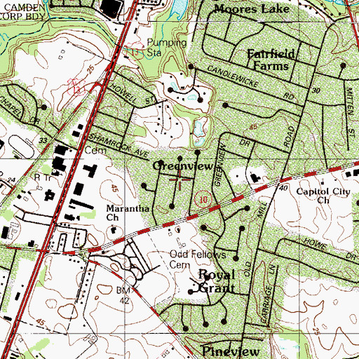 Topographic Map of The Blades, DE