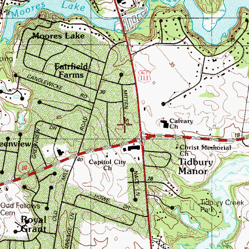 Topographic Map of Shady Lane, DE