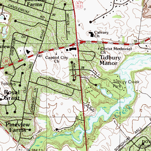 Topographic Map of Richardson Estates, DE