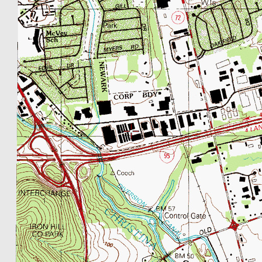 Topographic Map of Diamond State Industrial Park, DE