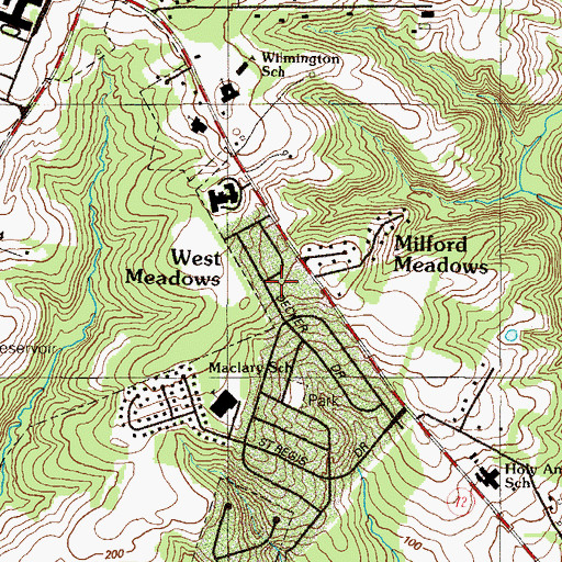 Topographic Map of West Meadow, DE