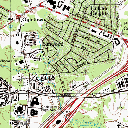 Topographic Map of Sherwood Forest, DE