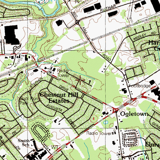 Topographic Map of Greenleaf Manor, DE