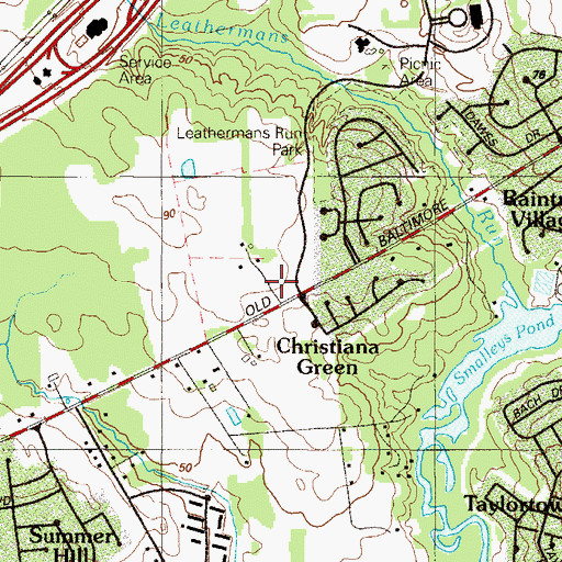 Topographic Map of Woodshade, DE