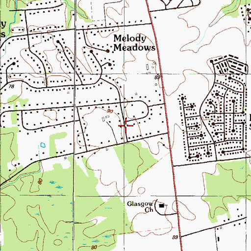 Topographic Map of Marabou Meadows, DE