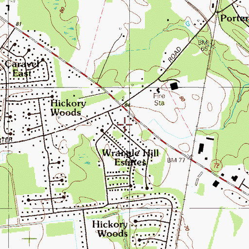 Topographic Map of Wrange Hill Estates, DE