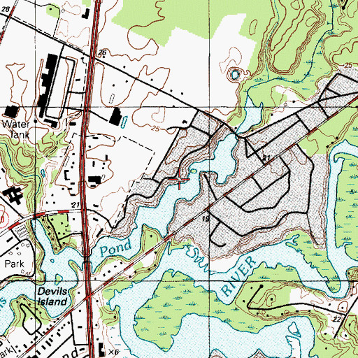 Topographic Map of Beaver Dam Heights, DE