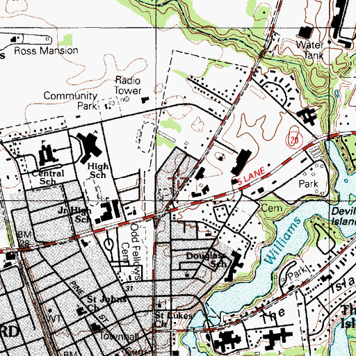 Topographic Map of Seaford Heights, DE