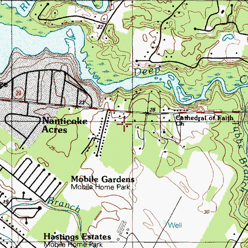 Topographic Map of Broad Acres, DE