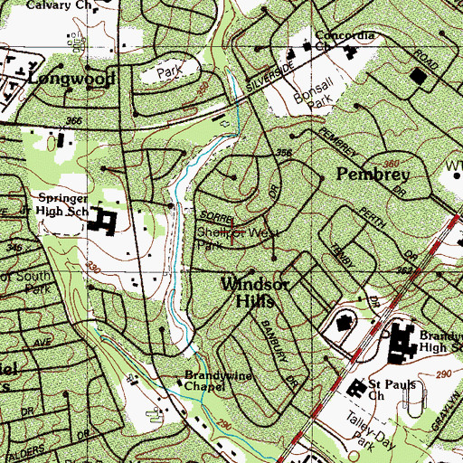 Topographic Map of Surrey Park, DE