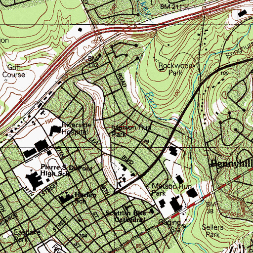 Topographic Map of Brandywine Hills, DE