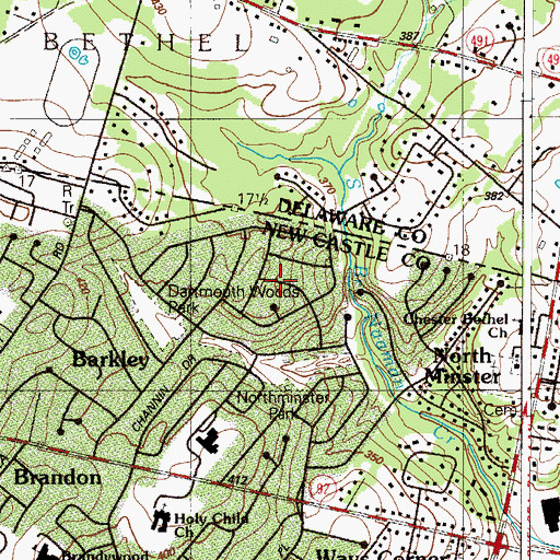 Topographic Map of Dartmouth Woods, DE