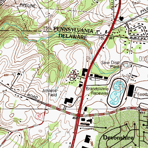 Topographic Map of Concord Hills, DE