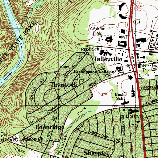 Topographic Map of Tavistock, DE