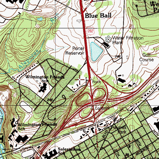 Topographic Map of Rock Manor, DE