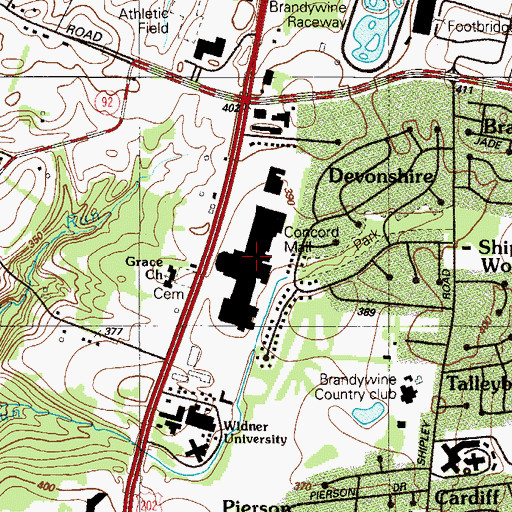 Topographic Map of Concord Mall, DE
