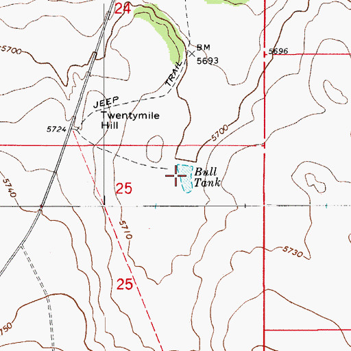 Topographic Map of Bull Tank, AZ