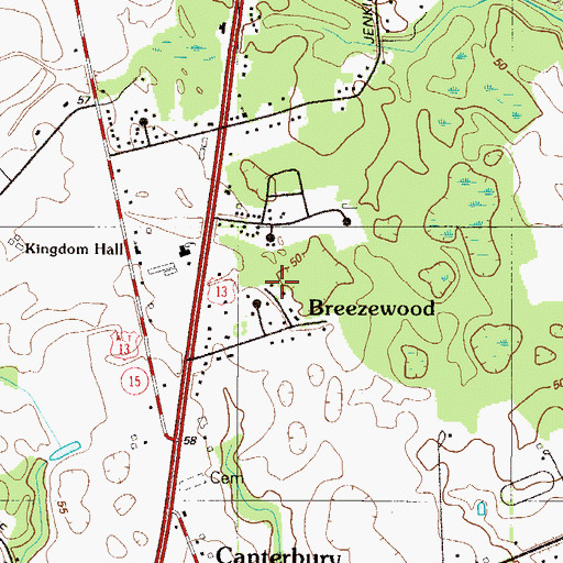 Topographic Map of Breezewood, DE