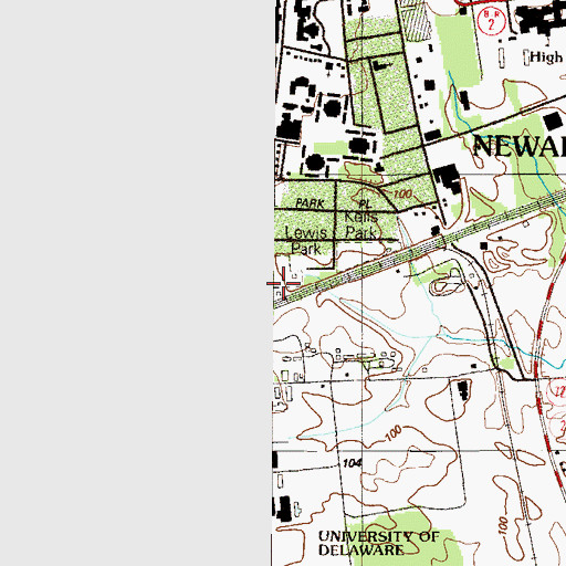 Topographic Map of Lewis Park, DE