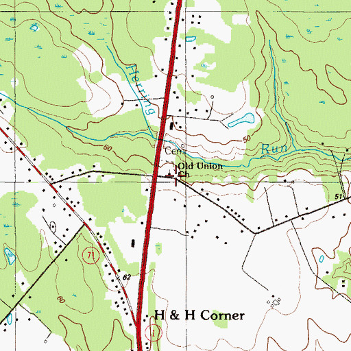 Topographic Map of Old Union Church, DE