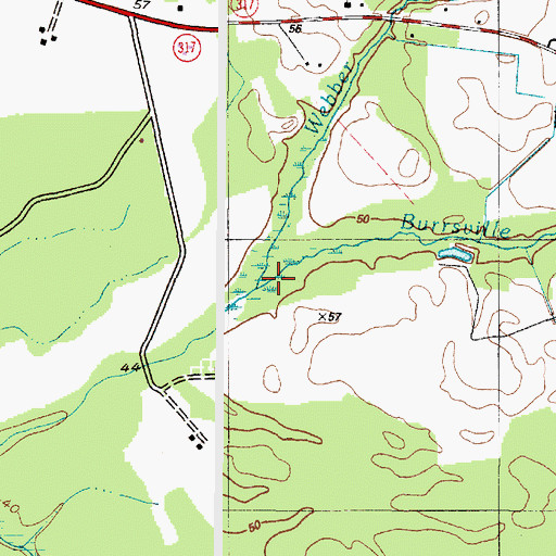 Topographic Map of Webber Branch, DE