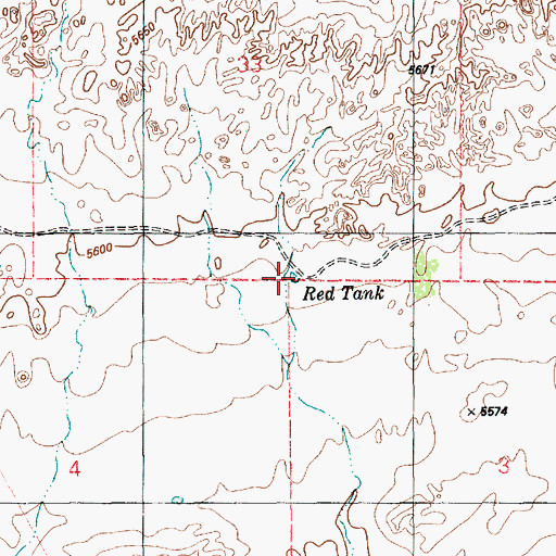 Topographic Map of Red Tank, AZ