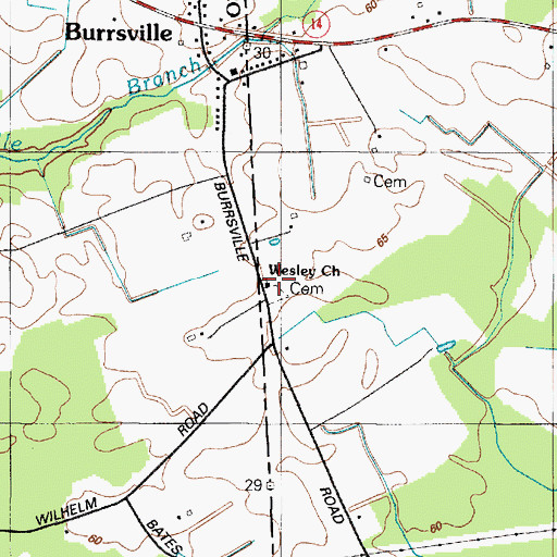 Topographic Map of Wesley Church, DE