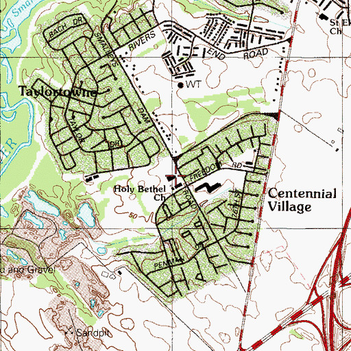 Topographic Map of The Holy Bethel Church of God, DE