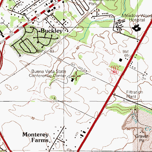 Topographic Map of Buena Vista State Conference Center, DE