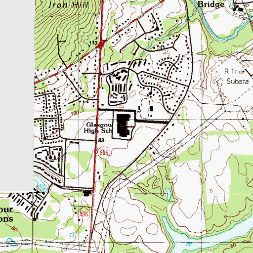 Topographic Map of Glasgow High School, DE